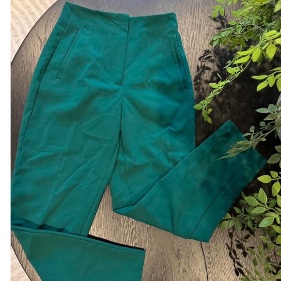 Zara green high waisted pants - Picture 2 of 3